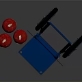 Two Red Gas Cylinders Together With Blue Wheeled Cylinder Transport Cart