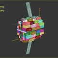 Modular Spacecraft With Stacked Modules And Long Antennas For Cosmic Exploration 3d model