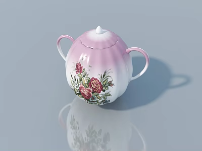 Pink And White Hinged Door With Floral Pattern For Home Interior Decor 3d model