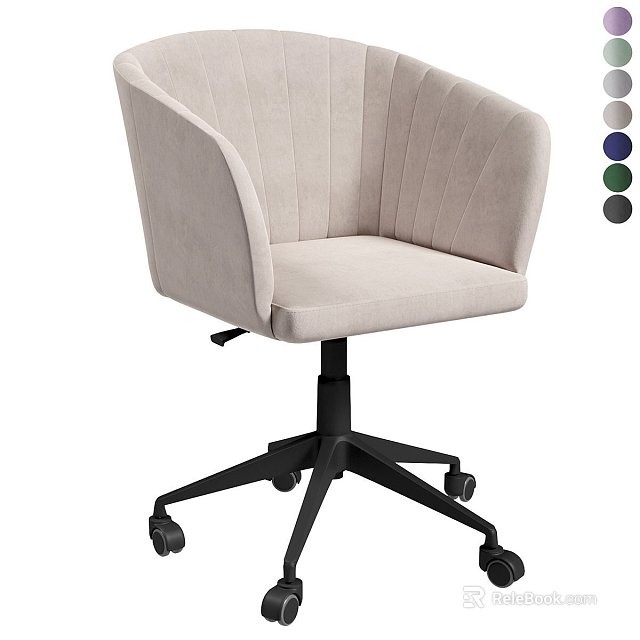 Beige Office Chair With Armrests Vertical Stitched Backrest Black Base And Multiple Color Options 3d model 