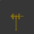 Brass Vintage Shower Faucet With Decorative Knobs And Intricate Carved Details