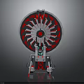 Modern Water Vehicle With Large Red And Black Propulsion Wheel And Futuristic Design
