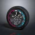 Modern Sporty Urban Tire With Silver Alloy Rim And Pink Blue Accents