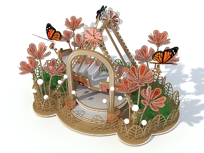 Pirate ship butterfly love flower amusement equipment amusement facilities 3d model