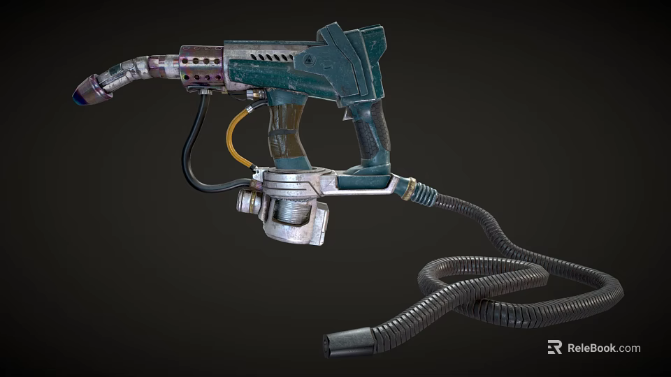 Industrial Sprayer Tool With Pneumatic Hose And Metal Nozzle For Heavy Duty Industrial Applications 3d model 