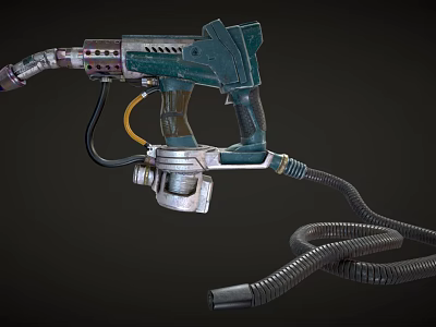 Industrial Sprayer Tool With Pneumatic Hose And Metal Nozzle For Heavy Duty Industrial Applications 3d model