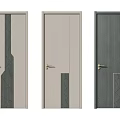 Modern Hinged Doors Three Different Designs With Wooden Texture And Geometric Patterns For Home Interior 3d model