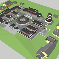 Traditional Chinese Ancient Architecture Complex With Courtyard And Pagoda Structure