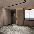 Hotel Corridor Interior Design With Wooden Walls Patterned Carpet Ceiling Lighting And Decorative Painting