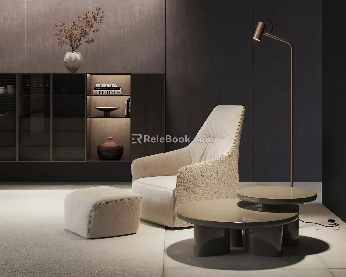 Poliform Santa Single Sofa Lazy Sofa Floor Lamp Coffee Table 3d model