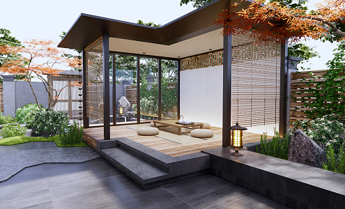 Japanese-style courtyard landscape 3d model