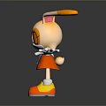 Cartoon Rabbit With Long Orange White Ears Orange Dress Blue Bow White Gloves