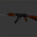 Classic AK-47 Rifle With Wooden Stock Metal Barrel And Black Magazine Design