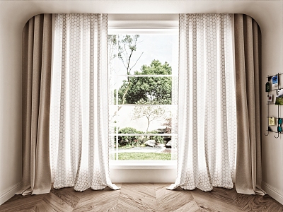 Modern Fabric Curtain Universal Curtain Screen Gauze Curtain 3d model