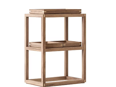 Minimalist Wooden Etagere With Open Multi Layer Shelves And Simple Frame For Home 3d model