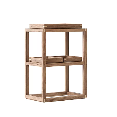 Minimalist Wooden Etagere With Open Multi Layer Shelves And Simple Frame For Home 3d model