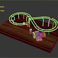 Marble Run Toy With Wooden Base Curved Metal Tracks Red Balls And Mechanical Device