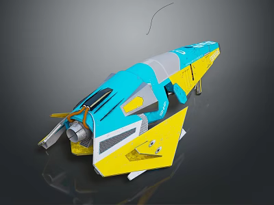Modern Colorful Aerospace Spacecraft Design With Blue Yellow Gray Structure And Advanced Components 3d model