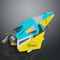 Modern Colorful Aerospace Spacecraft Design With Blue Yellow Gray Structure And Advanced Components