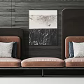 Modern Public Chair With Leather Upholstery And Brown Gray Cushions