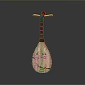 Traditional Red Wooden Pipa as Household Decorative Item with Intricate Patterns and Classic Craftsmanship