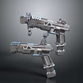 Futuristic Sci Fi Guns Featuring Mechanical Details And Metallic Tactical Design