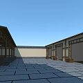 Ancient Chinese Architecture Street With Stone Paved Path And Wooden Structures