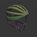 Green And Black Striped Cycling Helmet With Ventilated Structure And Sleek Design