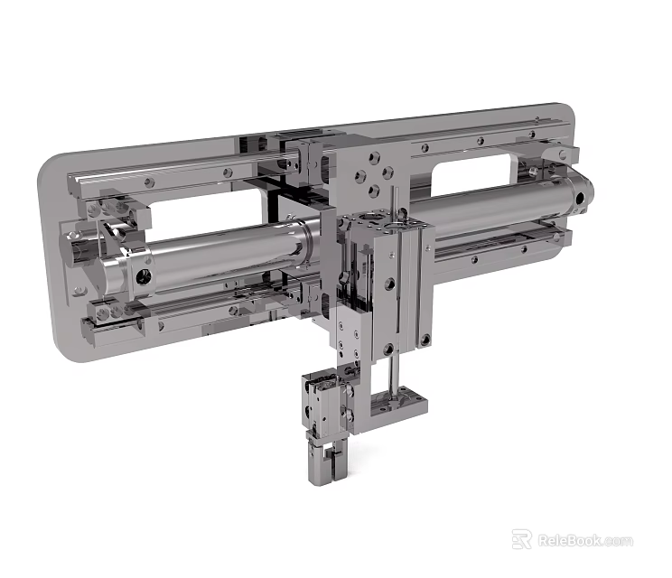 Industrial Mechanical Assembly With Metal Structure And Precision Sliding Rail Components 3d model 