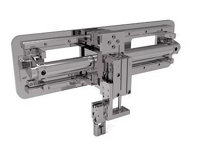 Industrial Mechanical Assembly With Metal Structure And Precision Sliding Rail Components 3d model