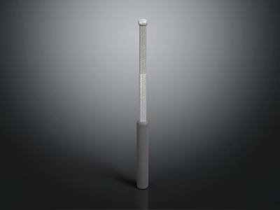Silver Long Cylindrical Metal Equipment Tool With Slim Top And Thicker Base Sections 3d model