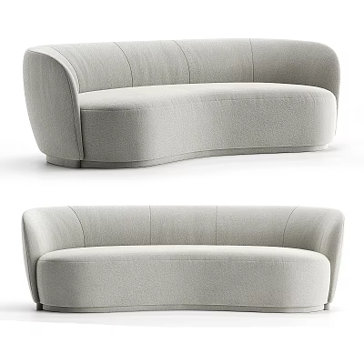 Modern Gray Fabric Sectional Sofa With Curved Design For Living Room 3d model