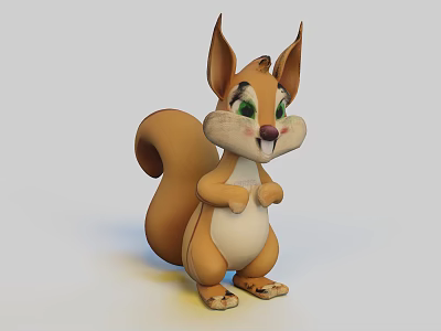 3D Rendered Reptile Character With Brown White Body Green Eyes Standing Pose 3d model