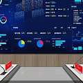 Modern Monitoring Room Interior Design With Large Monitor Screens Long Conference Table And Black Chairs