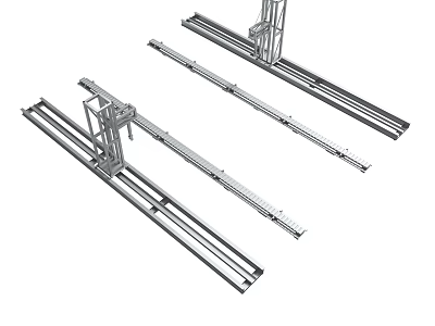Durable Metal Rail Systems With Support Brackets And Sliding Tracks For Industrial Use 3d model