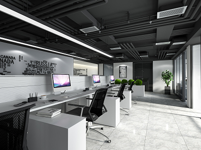 modern public office area office 3d model