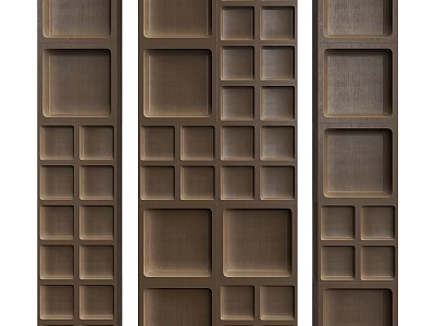 Brown Wooden Wall Panels with Geometric Square Patterns Modern Classic Interior Design 3d model