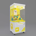 Claw Machine Amusement Equipment With Transparent Front Filled Yellow White Plush Toys And Wheels