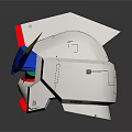 Character Robot Head Design With White Body Blue Red Details Green Eye And Yellow Horns