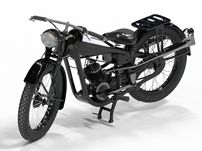 Old Motorcycle Early Motorcycle 3d model