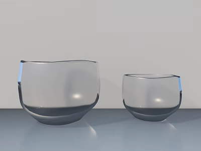 Stylish Washbasin Countertop Design With Two Transparent Glasses Of Different Sizes 3d model