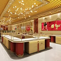 Golden MOKINGRAN Jewelry Store Exterior And Interior With Bright Lighting And Display Cases