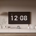 White Modern TV Stand with Decorative Ornaments Photo Frame and Vase Under Wall Mounted TV