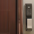 Smart Modern Door Handle With Electronic Numeric Keypad Lock Installed On Door 3d model