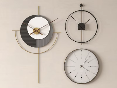 Modern Wall Clocks With Various Stylish Designs For Home Interior Decor And Living Spaces 3d model