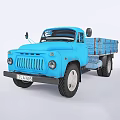 Blue Vintage Utility Truck With Wooden Cargo Bed