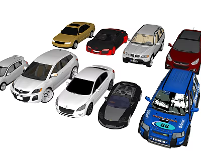 Diverse Collection of Various Car Types in Different Colors and Styles 3d model