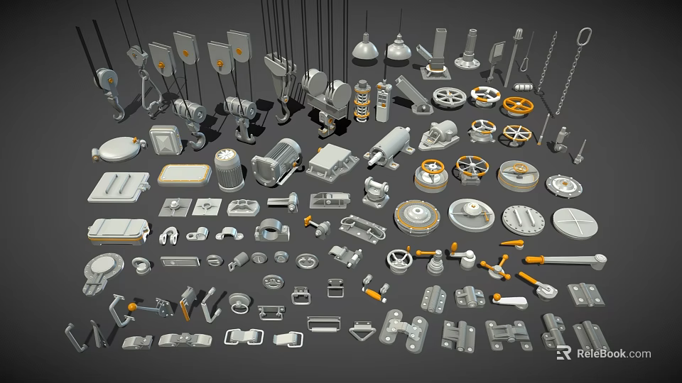 Modern Lighting Fixture Set With Various Components And Design Elements 3d model