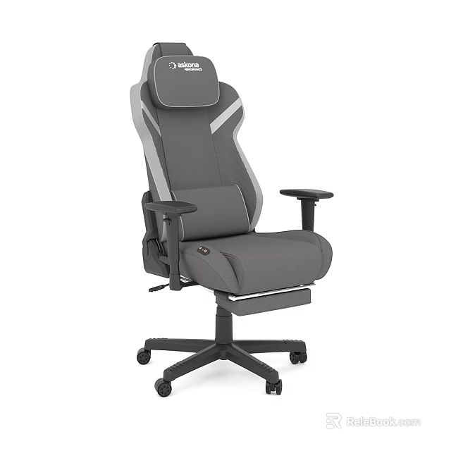 Gray Ergonomic Office Chair With High Back Adjustable Armrests And Wheels 3d model 