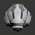 Futuristic Streamlined White Mechanical Object With Orange Accents And Gray Details
